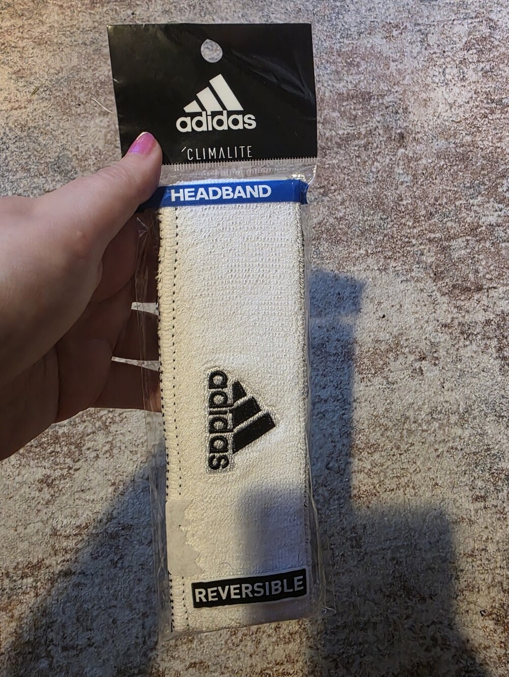 NEW Adidas White Reversible Climalite Headband with Black Logo
